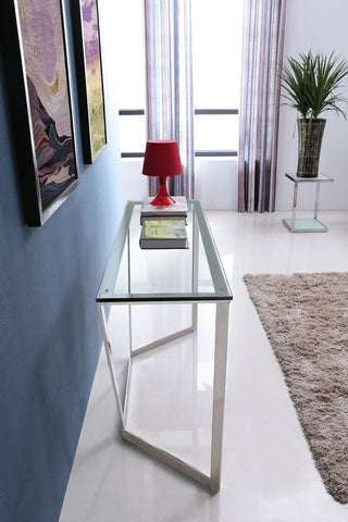 Stainless Steel Console with clear glass top