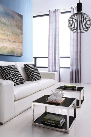 pollished  Stainless Steel  End Table  (Cm530*450*300) with  Black tempered   Glass.