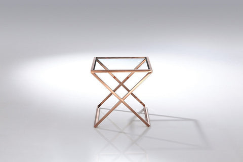 Stainless Steel end Table with Glass top! JJ-1020J