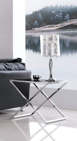 Toto Silver or Gold Rose pollished  Stainless Steel  End Table (Cm 500*500*500) with  Black tempered   Glass.