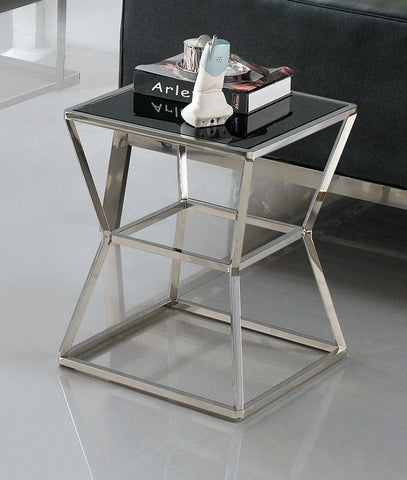 Soma  Silver or Gold Rose pollished  Stainless Steel  End Table (Cm 400*400*490 with  Black tempered   Glass.