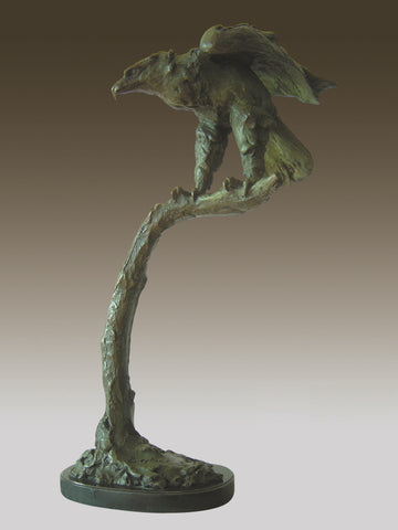 Eagle on Tree art deco Bronze and Marble Sulpture